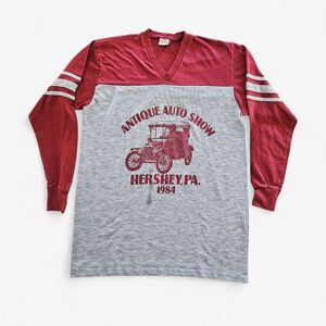 Vintage 1984 Hershey Antique Auto Car Show Jersey Style Long Sleeve Tee Shirt XL